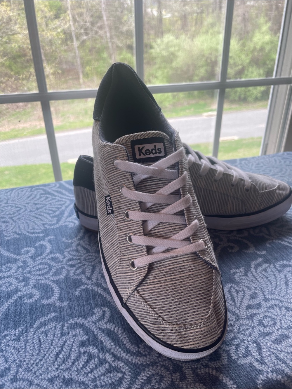 Keds Navy Striped Canvas Lace-Up Sneakers